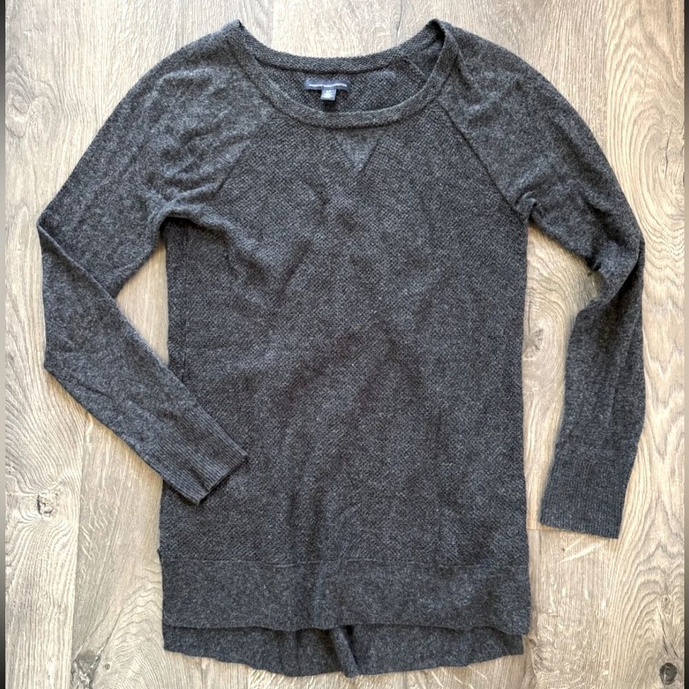 American Eagle AE‎ Waffle Knit Thermal Heather Charcoal Gray Sweater Shirt Top S